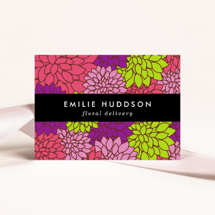 Colorful Dahlia Flowers, Floristry, Flower Shop Business Card