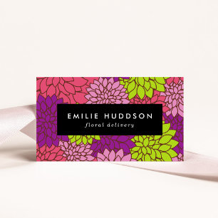 Colorful Dahlia Flowers, Floristry, Flower Shop Business Card