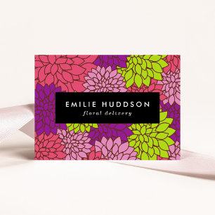 Colorful Dahlia Flowers, Floristry, Flower Shop Business Card