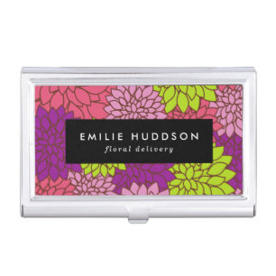 Colorful Dahlia Flowers, Floristry, Flower Shop Business Card Case