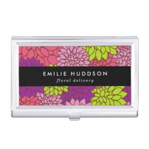 Colorful Dahlia Flowers, Floristry, Flower Shop Business Card Case