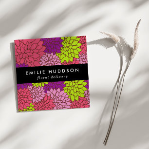Colorful Dahlia Flowers, Floristry, Flower Shop Square Business Card