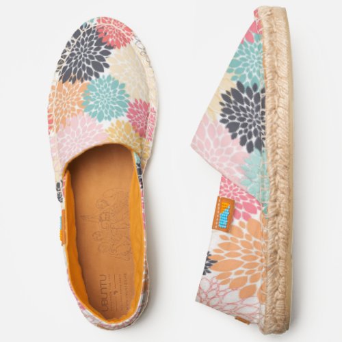 Colorful Dahlia Flowers Graphic Pattern Espadrilles