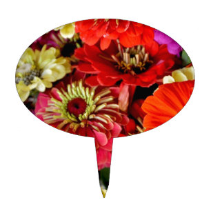 Colorful dahlia flowers print cake topper