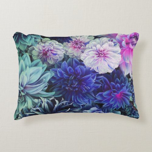 Colorful Dahlia Flowers Spring Bloom Accent Pillow