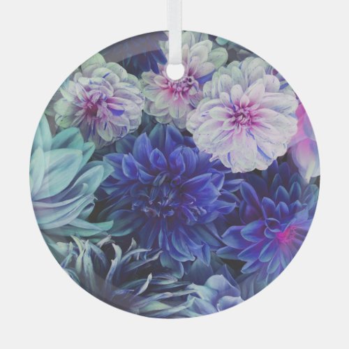 Colorful Dahlia Flowers Spring Bloom Glass Ornament