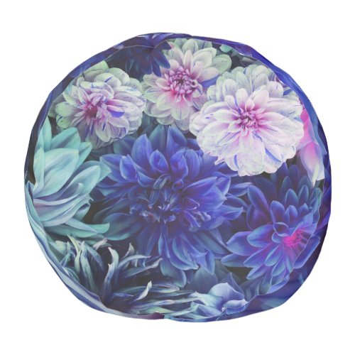 Colorful Dahlia Flowers Spring Bloom Pouf