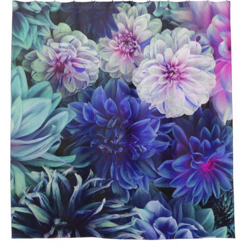 Colorful Dahlia Flowers Spring Bloom Shower Curtain