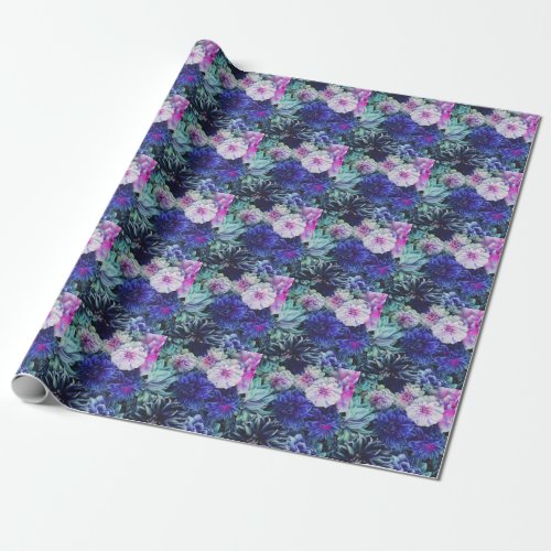 Colorful Dahlia Flowers Spring Bloom Wrapping Paper