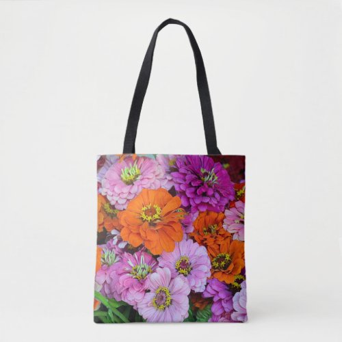 Colorful dahlia flowers tote bag