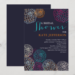 Colorful Dahlias Bridal Shower  Invitation