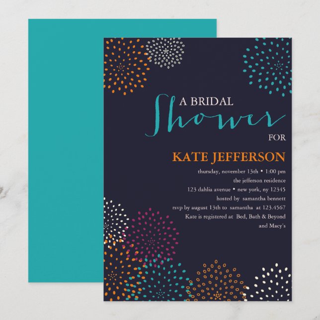 Colorful Dahlias Bridal Shower Invitation (Front/Back)