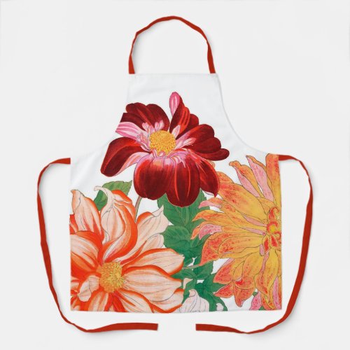 Colorful Dahlias Floral Apron