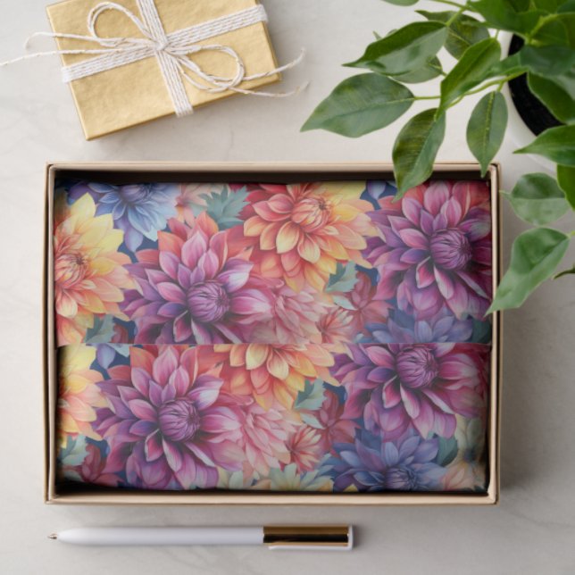 Colorful Dahlias Tissue Paper (Gift)