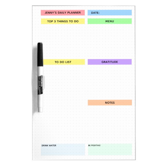 Colorful Daily Planner Dry Erase Board (Front)