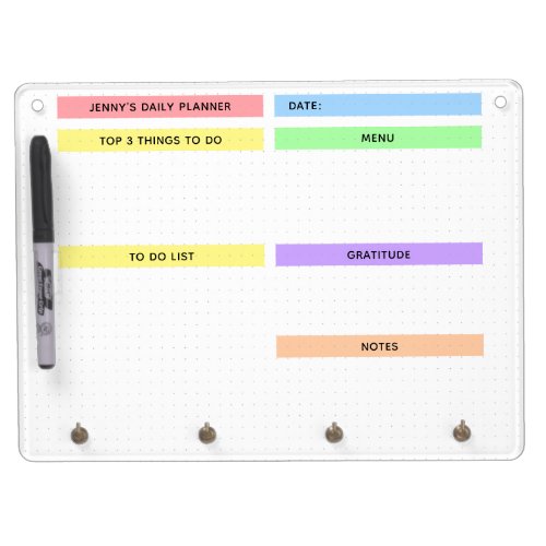 Colorful Daily Planner Dry Erase Board With Keychain Holder