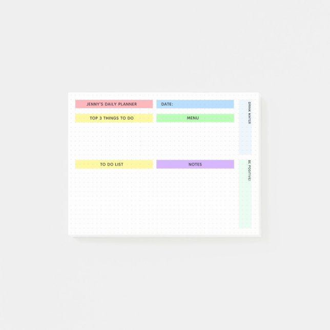 Colorful Daily Planner Post-it Notes (Front)