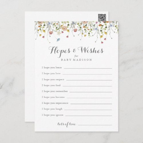 Colorful Dainty Baby Shower Hopes  Wishes Card
