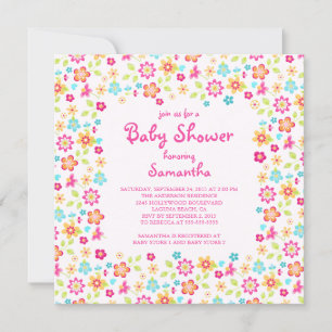Colorful Dainty Flowers Baby Shower Invitations