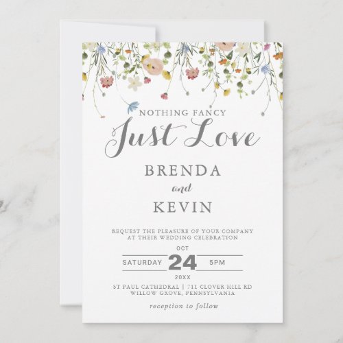 Colorful Dainty Nothing Fancy Just Love Wedding  Invitation