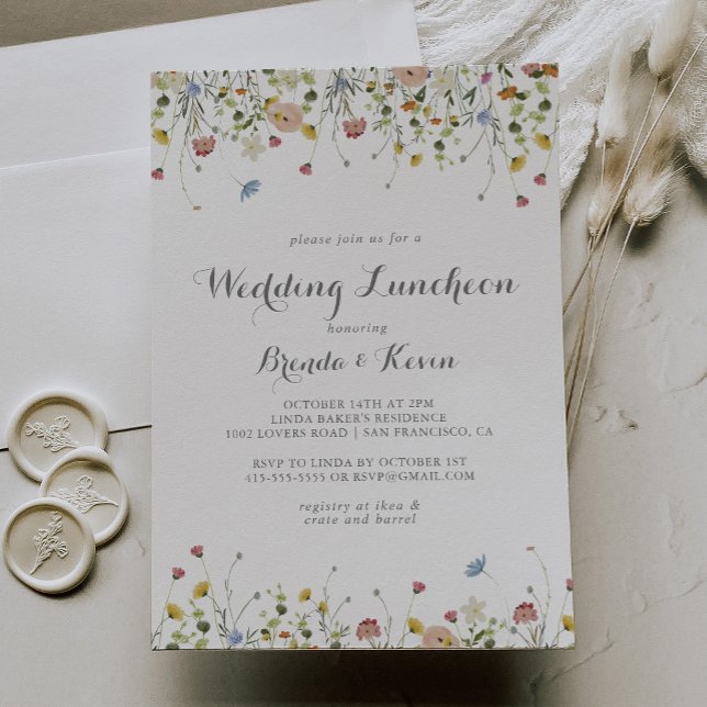 Colorful Dainty Wedding Luncheon Bridal Shower Invitation (Creator Uploaded)
