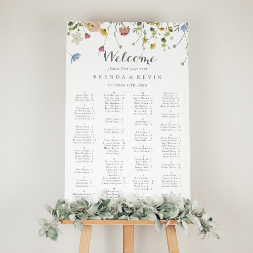 Colorful Dainty Wild Alphabetical Seating Chart