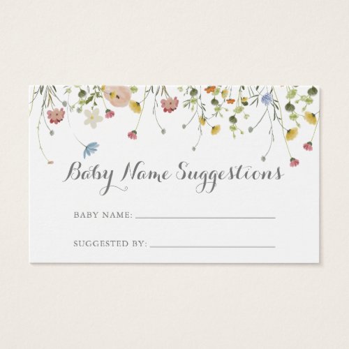 Colorful Dainty Wild Baby Name Suggestions Card