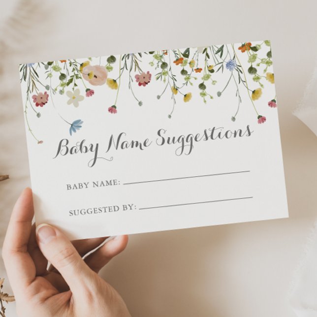 Colorful Dainty Wild Baby Name Suggestions Card (Creator Uploaded)
