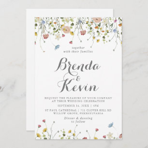 Colorful Dainty Wild Back and Front Wedding  Invitation