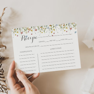 Colorful Dainty Wild Bridal Shower Recipe Card