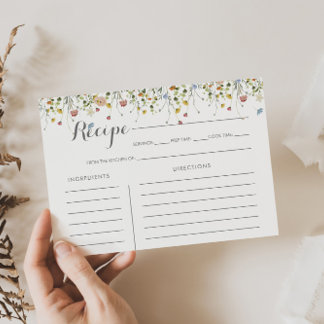 Colorful Dainty Wild Bridal Shower Recipe Card