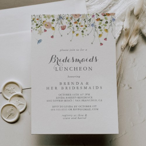 Colorful Dainty Wild Bridesmaids Luncheon Shower Invitation