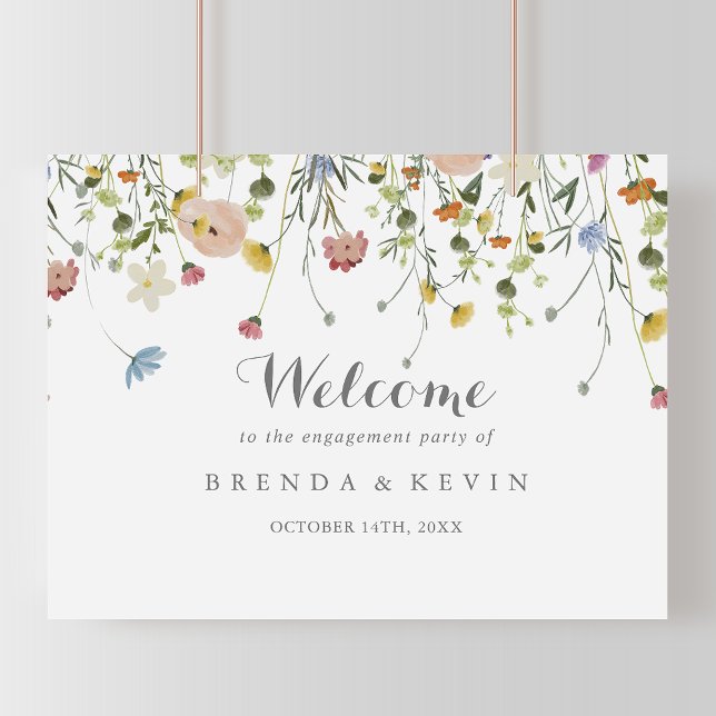 Colorful Dainty Wild Engagement Party Welcome  Poster (Creator Uploaded)