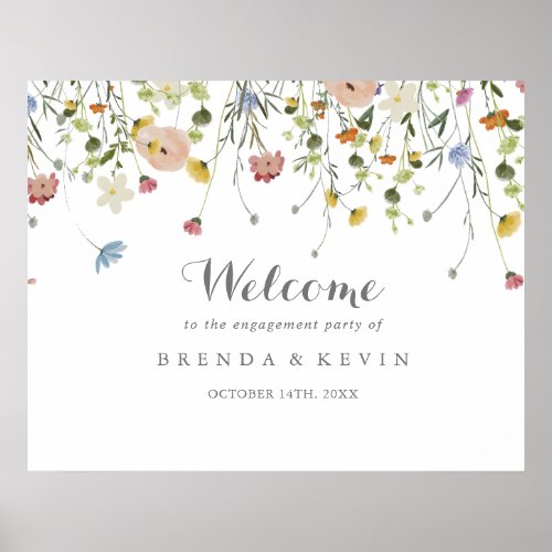 Colorful Dainty Wild Engagement Party Welcome  Poster