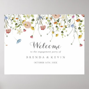 Colorful Dainty Wild Engagement Party Welcome Poster