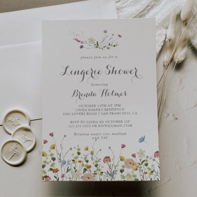Colorful Dainty Wild Flower Bridal Lingerie Shower Invitation (Creator Uploaded)
