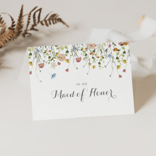 Colorful Dainty Wild Flower Bridal Party Thank You Card