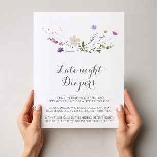 Colorful Dainty Wild Flower Late Night Diaper Sign