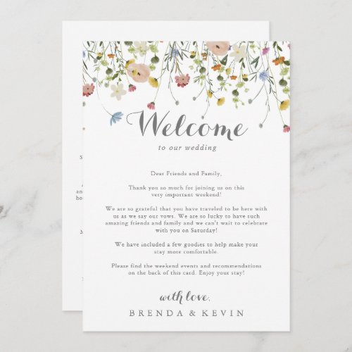 Colorful Dainty Wild Flower Wedding Welcome Letter