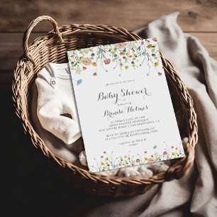 Colorful Dainty Wild Flowers Baby Shower Invitation