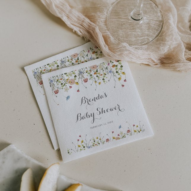 Colorful Dainty Wild Flowers Baby Shower Napkins (Creator Uploaded)
