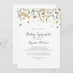 Colorful Dainty Wild Flowers Baby Sprinkle Invitation