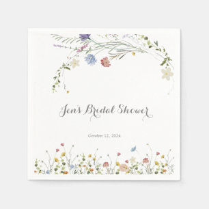Colorful Dainty Wild Flowers Bridal Shower Napkins