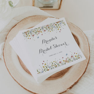 Colorful Dainty Wild Flowers Bridal Shower Napkins