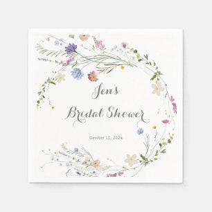 Colorful Dainty Wild Flowers Bridal Shower Napkins