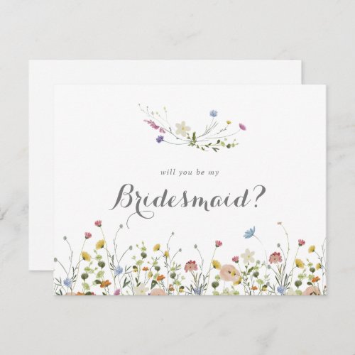Colorful Dainty Wild Flowers Bridesmaid Proposal Note Card