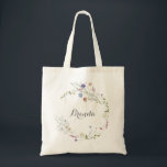 Colorful Dainty Wild Flowers Bridesmaid  Tote Bag<br><div class="desc">This colorful dainty wild flowers bridesmaid tote bag is the perfect wedding gift to present your bridesmaids and maid of honor for a rustic wedding. The design features hand-painted watercolor beautiful pink,  blush,  blue,  navy,  yellow,  purple and green wild flowers.</div>