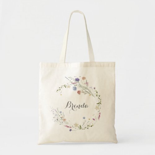 Colorful Dainty Wild Flowers Bridesmaid  Tote Bag