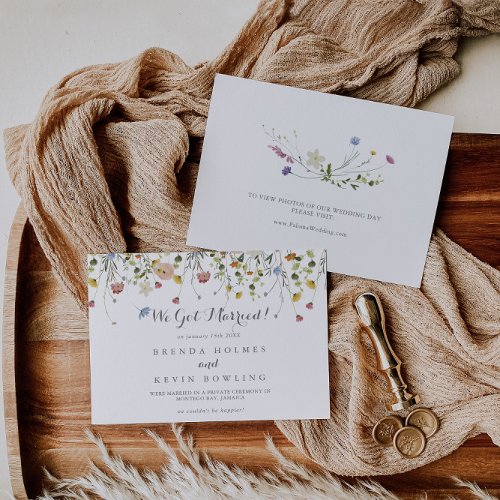 Colorful Dainty Wild Flowers Calligraphy Elopement Announcement