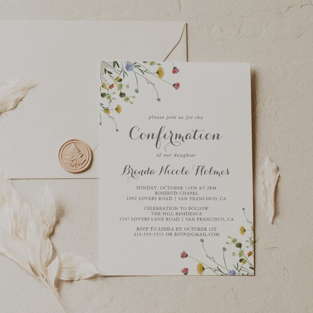 Colorful Dainty Wild Flowers Confirmation Invitation (Creator Uploaded)
